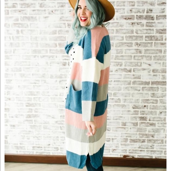 Sweaters - Trifecta Color Block Cardigan Duster